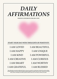 Text-based layout with daily affirmations and pink heart-1