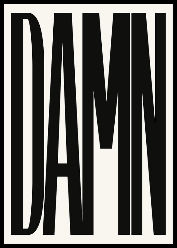Graphic text with the word DAMN in black capital letters-12