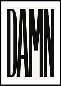 Graphic text with the word DAMN in black capital letters-0