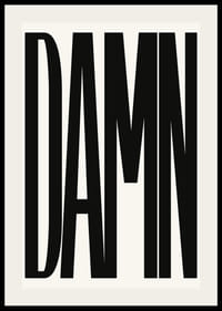 Grafische tekst met het woord DAMN in zwarte hoofdletters-2