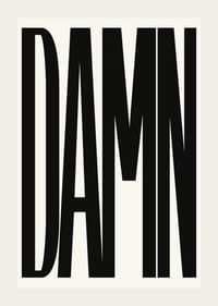 Grafische tekst met het woord DAMN in zwarte hoofdletters-3