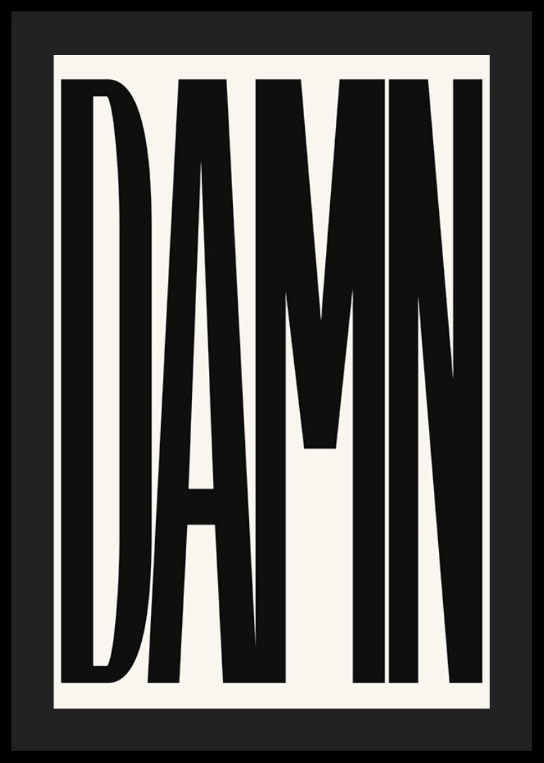Graphic text with the word DAMN in black capital letters-12