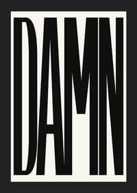 Grafische tekst met het woord DAMN in zwarte hoofdletters-5