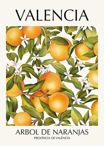 Poster Valencia Arbol De Naranjas