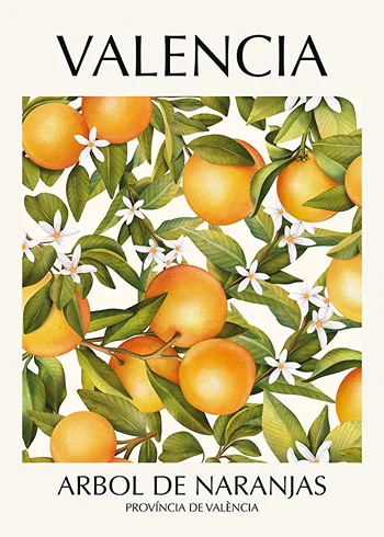 Poster Valencia Arbol De Naranjas