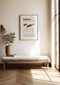 Illustrated arabica beans with wooden scoop on light background-8