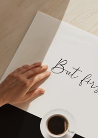 Modern text graphic with coffee cup and the text But First Coffee-3