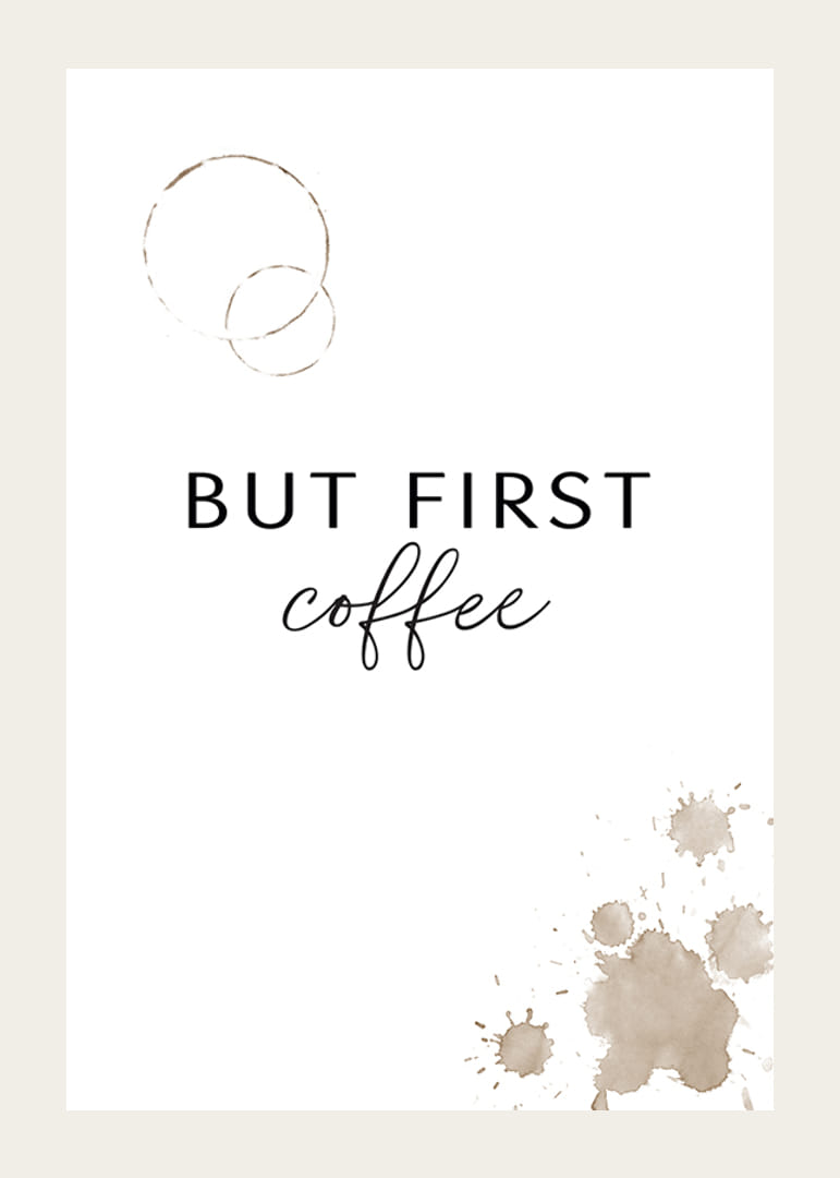 Szöveges idézet fekete színben, kávéfoltokkal fehér alapon-12