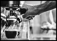 Black and white photo of hand brewing espresso in cup-6