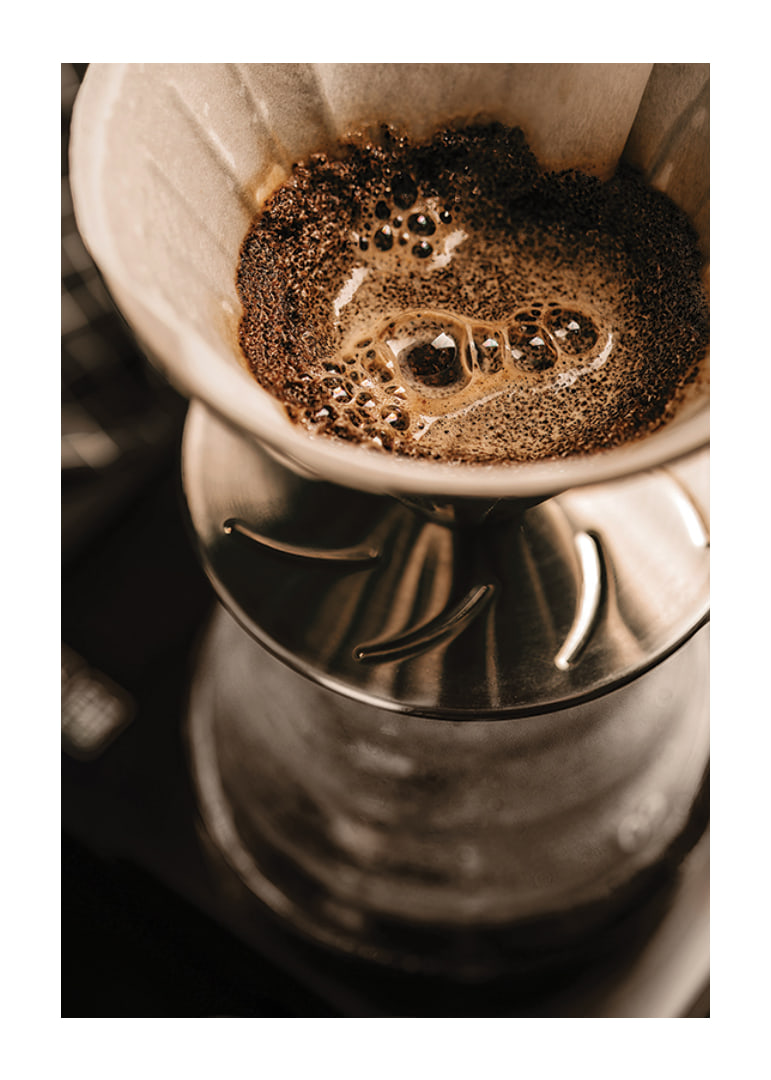 Close-up of coffee maker with filter in brown shades-12