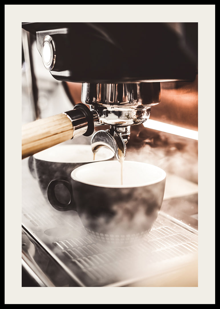 Close-up of espresso machine brewing coffee in dark cups-12