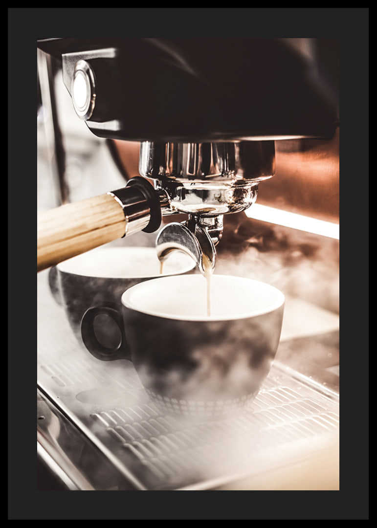 Close-up of espresso machine brewing coffee in dark cups-12