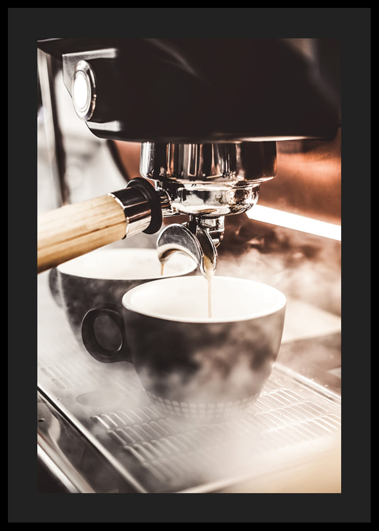 Close-up of espresso machine brewing coffee in dark cups-12