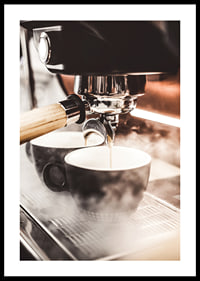 Close-up of espresso machine brewing coffee in dark cups-0