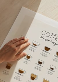 Illustration of 20 coffee drinks in different cups on light background-9