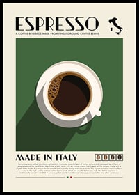 Illustrazione grafica di una tazza di caffè espresso vista dall'alto su sfondo verde-0