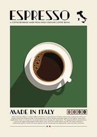 Illustrazione grafica di una tazza di caffè espresso vista dall'alto su sfondo verde-1
