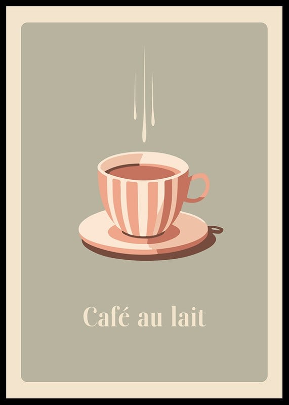 Illustrerad kaffekopp med mjölkdroppar på beige bakgrund-12