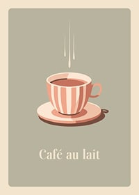 Illustrerad kaffekopp med mjölkdroppar på beige bakgrund-1