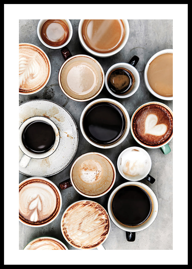 Fotografia di tazze da caffè con diversi tipi di caffè dall'alto-12