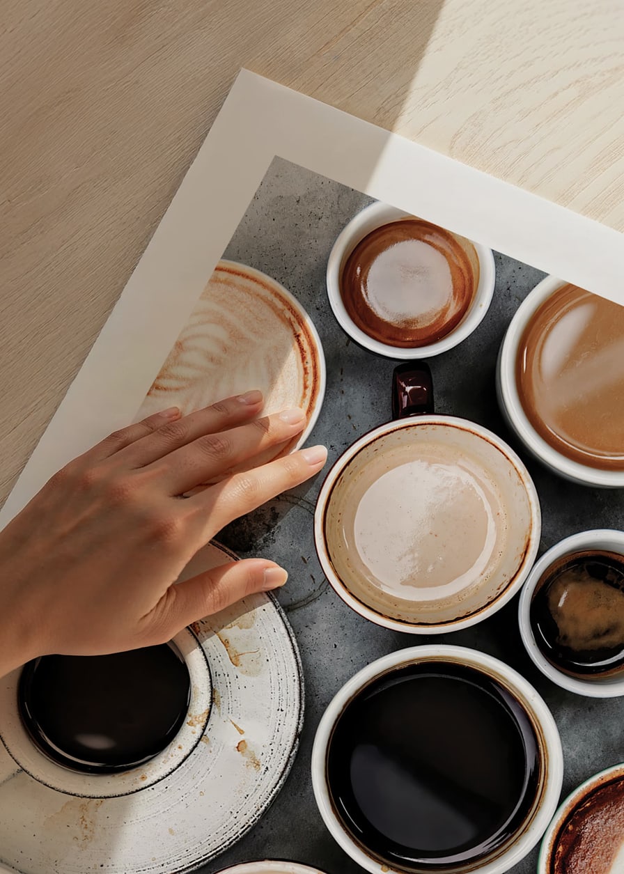 Fotografia di tazze da caffè con diversi tipi di caffè dall'alto-12