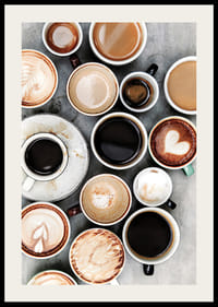 Fotografi av kaffekoppar med olika sorters kaffe ovanifrån-2