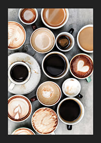 Fotografia di tazze da caffè con diversi tipi di caffè dall'alto-5