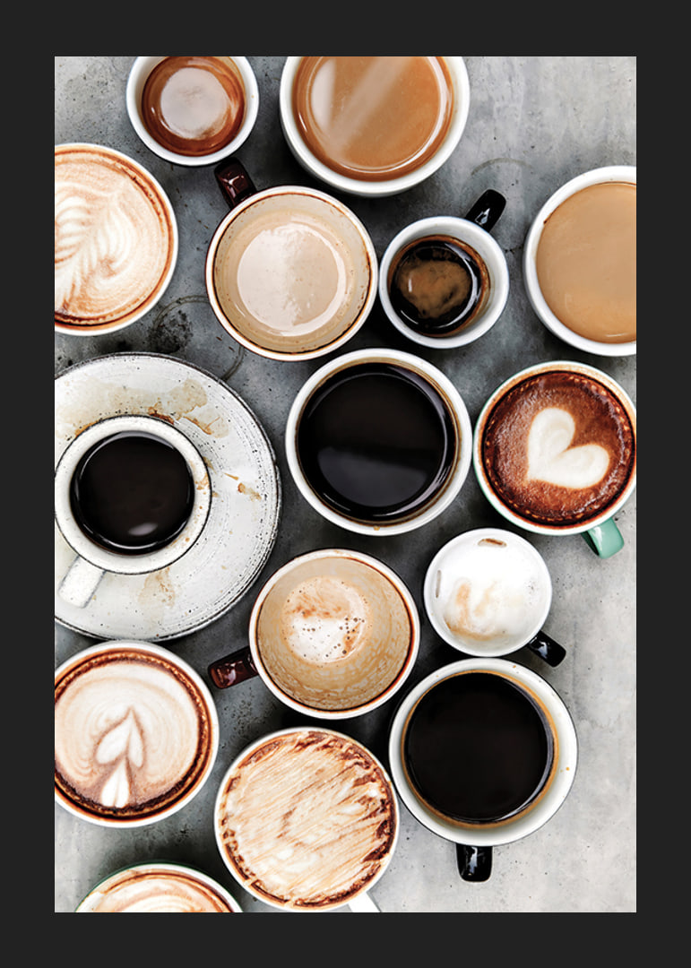 Fotografia di tazze da caffè con diversi tipi di caffè dall'alto-12