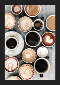 Fotografi av kaffekoppar med olika sorters kaffe ovanifrån-5