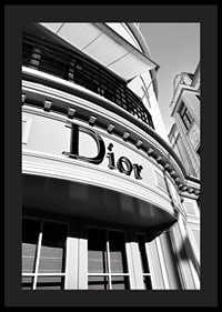 Black and white close-up of Dior store facade with graphic lines-4