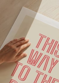 Graphic text illustration with pink text and hand pointing-9