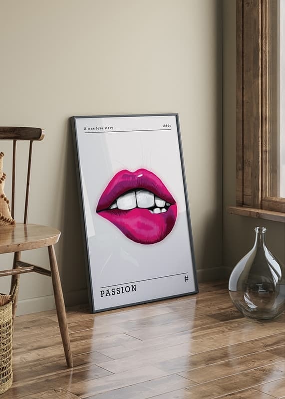 Buze roz ilustrate pe un fundal bej deschis-12