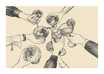 Poster Vintage Drinks Drawing