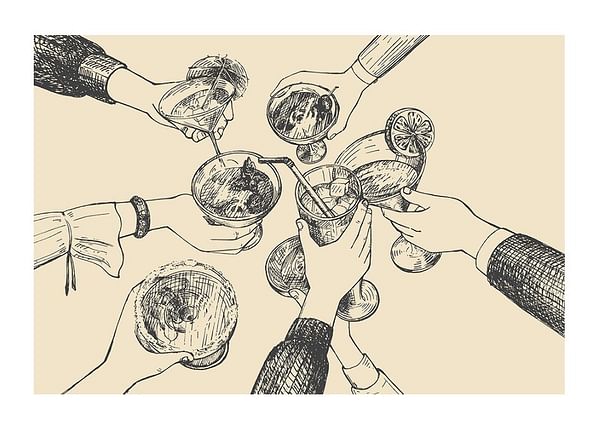 Poster Vintage Drinks Drawing