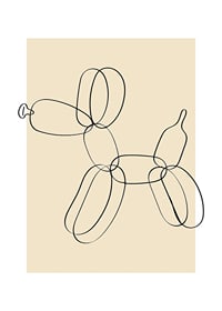 Enkel linjeteckning av ballonghund mot beige bakgrund-1