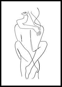Minimalist line art of seated couple in embrace, black and white-0
