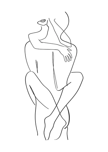 Poster Holding Bodies Line Art