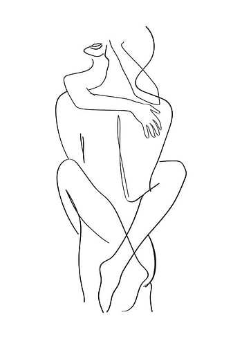Poster Holding Bodies Line Art
