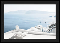 Fotografia obielených terás na pozadí modrého mora, Santorini-4