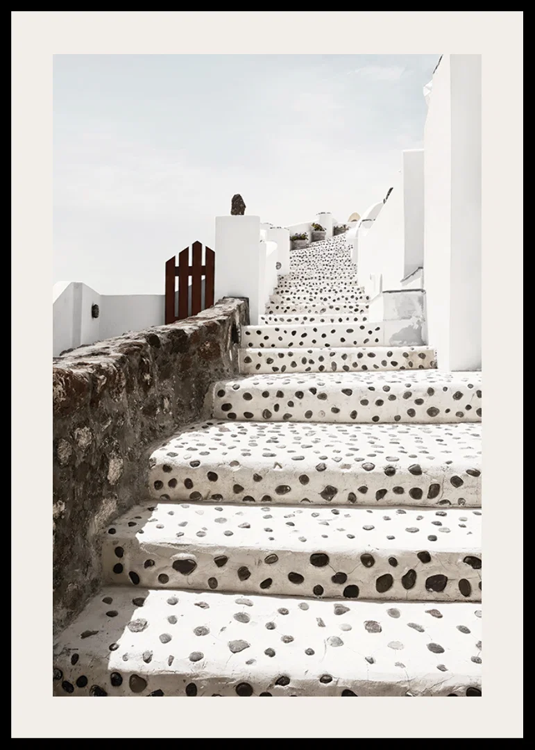 Photograph of white-dotted stairs in Oia, Santorini-12