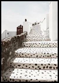 Photograph of white-dotted stairs in Oia, Santorini-6