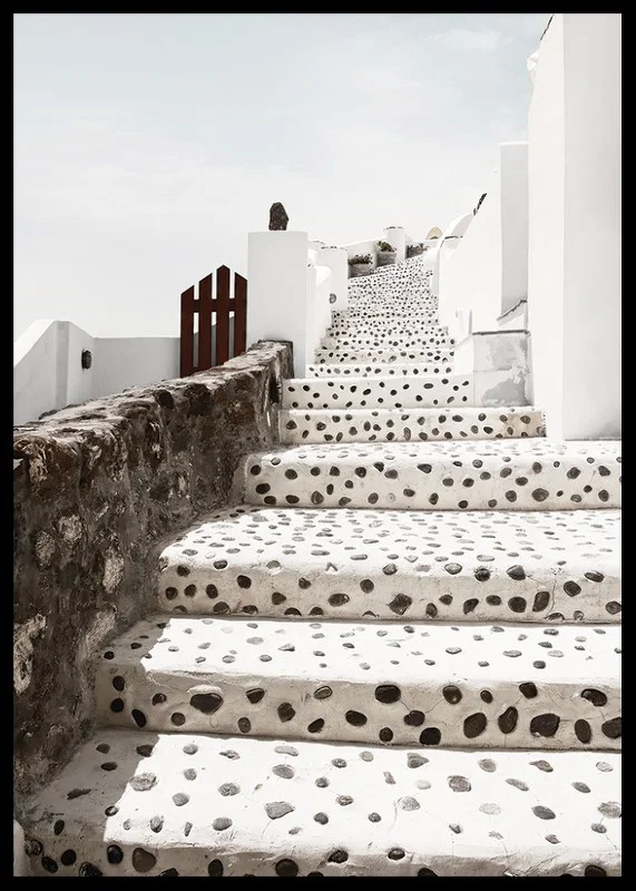 Photograph of white-dotted stairs in Oia, Santorini-12