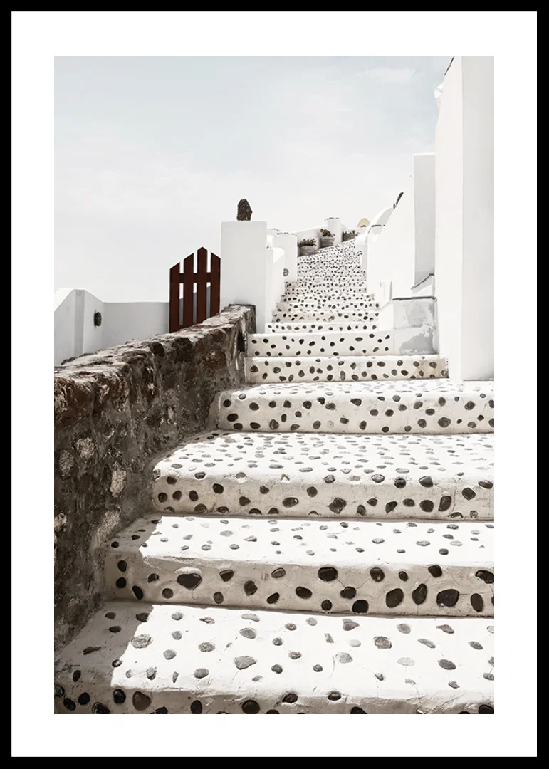 Photograph of white-dotted stairs in Oia, Santorini-12