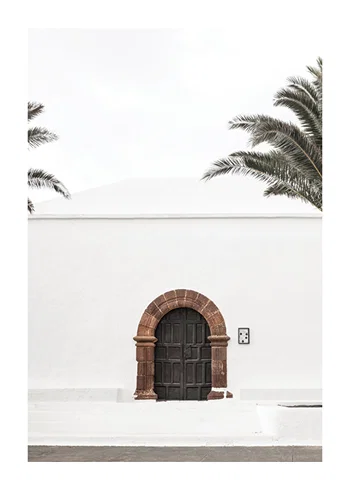 Poster Brown Door White Wall