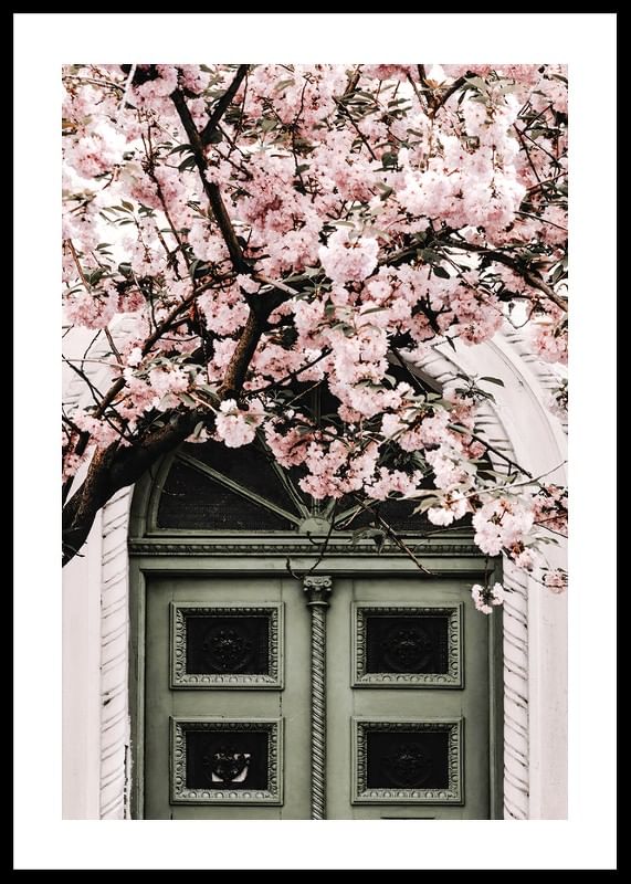 Pink Flowers Green Door-12