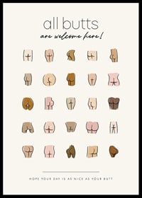 Illustration av rumpor i olika former och hudtoner med text-6