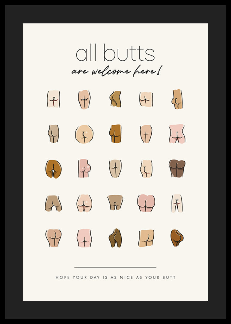 Illustration de fesses de différentes formes et tons de peau avec texte-12