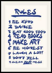 Handwritten blue text with nine encouraging house rules on light background-2