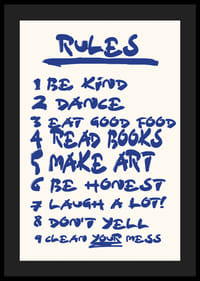 Handwritten blue text with nine encouraging house rules on light background-4