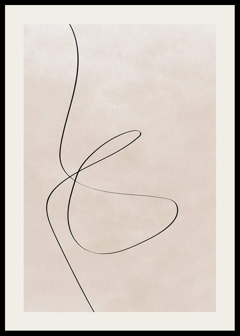 Abstract black line against light beige background, minimalist style-12